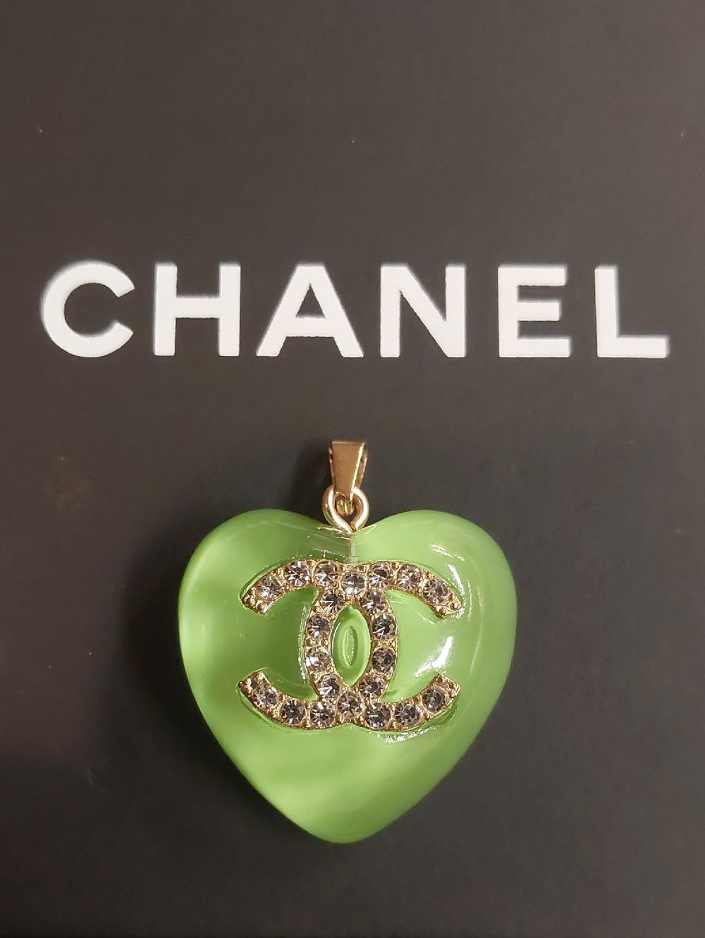 CC Boutique Lime Green Heart CC Crystal Pendant